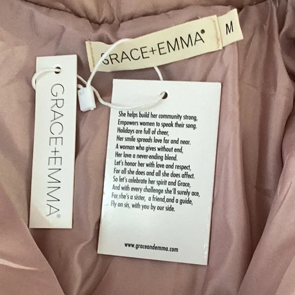 Grace + Emma All Over Sequence Puffer Jacket Coat Rose Gold Shiny Sparkly Med